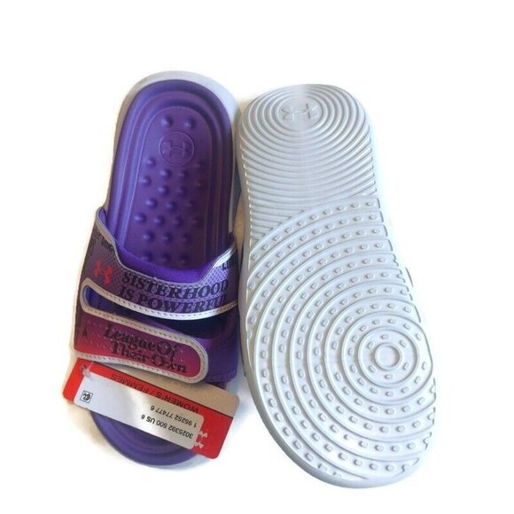 Under Armour Womens Size 6 Ansa Studio International Womens Day Slides Purple - Picture 8 of 9